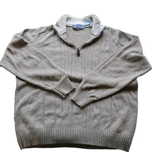VTG Oscar De La Renta Mens Zip Sweater with Faux Sherling Collar